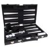 WE Games Black with Stripe Leatherette Backgammon Set, 14.75 x 9.75 in. closed - 3 of 4