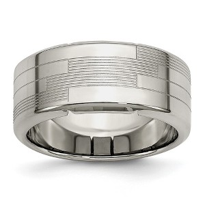 Black Bow Jewelry 8mm Stainless Steel Textured Comfort Fit Band - 1 of 4