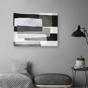 30" x 40" Shades of Gray Horizontal by Belle Maison Unframed Wall Canvas - Masterpiece Art Gallery: Modern Geometric Abstract Artwork - 1 of 4