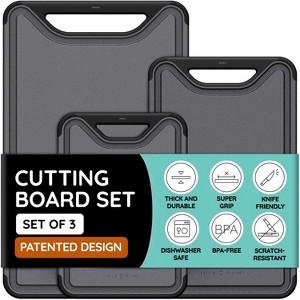 July Home Plastic Cutting Board Set of 3, Dishwasher Safe with Juice Grooves and Non-Slip - 1 of 4