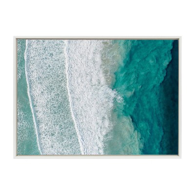 Oversized White Framed Ocean Waves Canvas Print