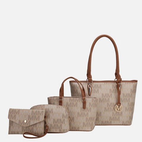 Сумки MKF Collection Alexy M Signature Tote Purse Handbag Women’s Set Vegan Leather by Mia K- Beige
