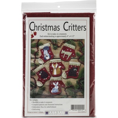 Rachel's Of Greenfield Felt Ornament Kit 4"X4.5" 6/Pkg-Christmas Critters