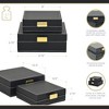 Cheung's Lithos Vintage Square Style Set of 2 Boxes with Stitched Accents & Gold Handles - Black - 2 of 4