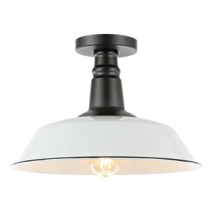 14" 1-Light Camila Classic Industrial Indoor/Outdoor Iron LED Semi Flush Mount - JONATHAN Y - 1 of 4