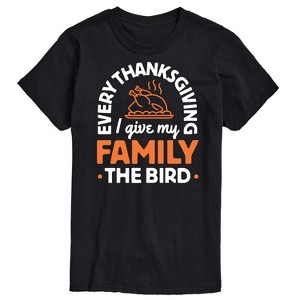 Men's - Instant Message - Every Thanksgiving Give My Family Bird Short Sleeve Graphic T-Shirt - 1 of 4