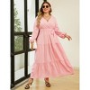 Plus Size Women's V Neck Long Sleeve Maxi Dress Floor Length Elegant Casual - 2 of 4