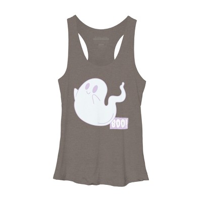 Women's Design By Humans Boo Cute Ghost Halloween cute design By BoogieCreates Racerback Tank Top
