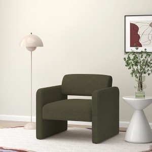 Single sofa chair, upholstered comfortable chair with armrests, for dining room/bedroom/living room/reception - BEIGE (30.9"*30.51"*30.11") - 1 of 4