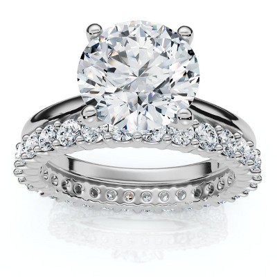 Pompeii3 Certified 2.77Ct Solitaire Diamond Ring & Eternity Band 14k Gold or Pt Lab Created