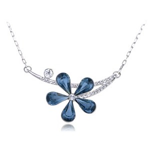 Anna-Kaci Sliver Tone Crystal Rhinestones Dangle Necklace - 1 of 4