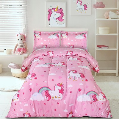 Nattork Unicorn Comforter Set with 2 Pillow Cases