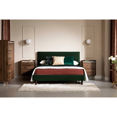 Natural Walnut and Carrara Marble 2-Drawer Nightstand