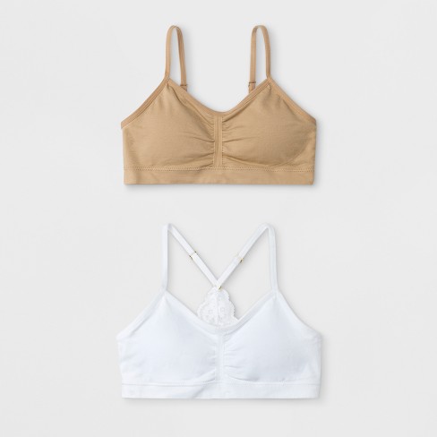 2-pack Padded Cotton Bras - Light beige/black - Ladies