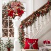 24" Pre-Lit Christmas Wreath with Big Bow and Ball for Door Window Indoor Outside Xmas Home Decor, Red and White - 2 of 4