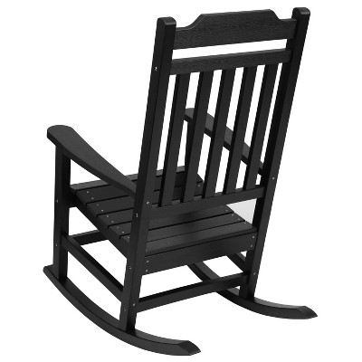 Sleek Black Poly Resin All-Weather Rocking Chair