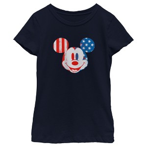 Girl's Mickey & Friends American Flag Retro Mouse T-Shirt - 1 of 4