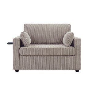 TiramisuBest 47.2" Twin-Size Convertible Sleeper Sofa,Corduroy Loveseat Bed with Side Table, Side Storage Pocket & USB Port for Living,Gray - 1 of 4