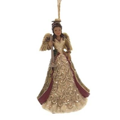 Jim Shore 4.75" Victorian Angel With Horn Ornament  -  Tree Ornaments