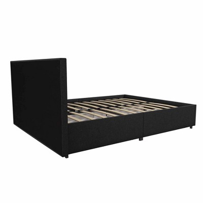 Kelly Dark Gray Upholstered Queen Bed with Storage Drawers