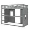 PAGED Twin Size Loft Bed with Under-bed Space, Wooden Bed Frame with Windows, Ladder and Guardrail, Modern Bunk Bed for Boy and Girl - 4 of 4