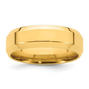 Black Bow Jewelry 7mm 14K White or Yellow Gold Beveled Edge Comfort Fit Band - 1 of 4
