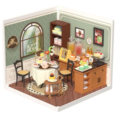 Детские куклы Etokfoks DIY Miniature Burger Restaurant House Kit 110 Piece Plastic Building Set with LED Light 6.4x7.1x6 Inch for Teens Adults — фото 6