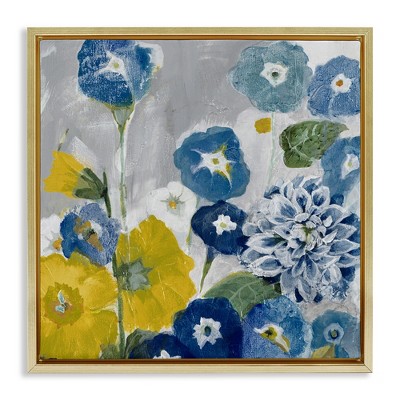 Stupell Industries Blue & Yellow Abstract Poppies, 18" x 18"