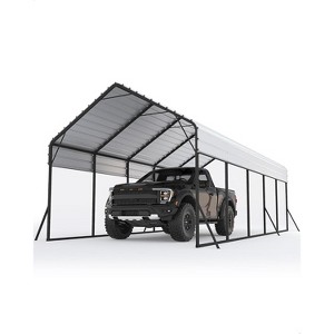 13'x26'x11' Oversized Metal Carport, Steel Heavy Duty Carport for All-Weather, Permanent Shelter for Boats, Pickup Trucks, and Tractors, N.W. 780 Lbs - 1 of 4