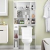Over The Toilet Storage Cabinet with Glass Doors and Adjustable Shelves, Freestanding Home Space Save Toilet Rack, White - 3 of 4