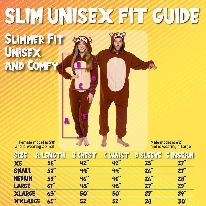 FUNZIEZ! - Monkey Slim Fit Adult Unisex Novelty Union Suit Costume for Halloween, 4 of 8