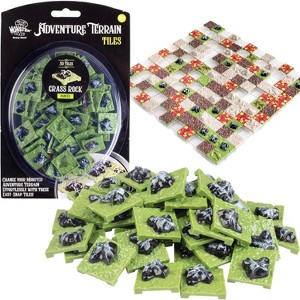 Monster Adventure Terrain- 50pc Grass Rock Tile Expansion Pack- Painted 1x1” Tile Set- Easy Snap Creates Amazing Tabletop Terrain in Minute- Customize - 1 of 4