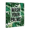 Stupell Industries Wash Your Palms Bathroom Phrase Green Plant Leaves Canvas Art - 2 of 4