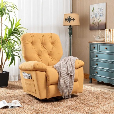 Swivel Recliner Rocking Chair, Soft Lounge Chair with Side Pocket for Living Room, Bedroom, Relaxing Chair For Home – Cuddlewood