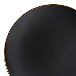 Smarty Had A Party 10.25" Black w/ Gold Rim Organic Plastic Dinner Plates - 120 pcs - 1 of 4