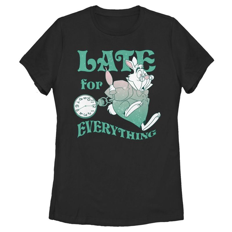 Women's Alice in Wonderland White Rabbit Late for Everything T-Shirt, 1 of 5