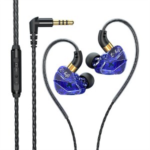 Sports Headphones 3.5mm in-Ear Wire Control Earphone with Microphone HiFi Sound Music Headset for Running Blue - 1 of 4
