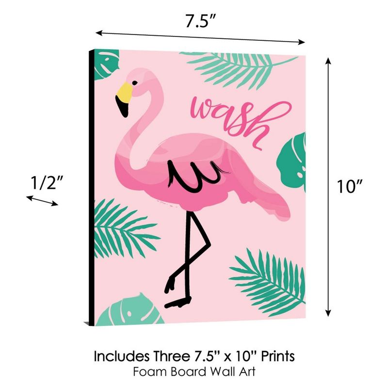 Big Dot of Happiness Pink Flamingo - Kids Bathroom Rules Wall Art - 7.5 x 10 inches - Set of 3 Signs - Wash, Brush, Flush, 5 of 8