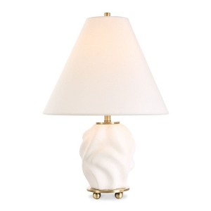 Uttermost Bora Accent Lamp-Swirled Matte White Ceramic with Brass Accents - 1 of 4