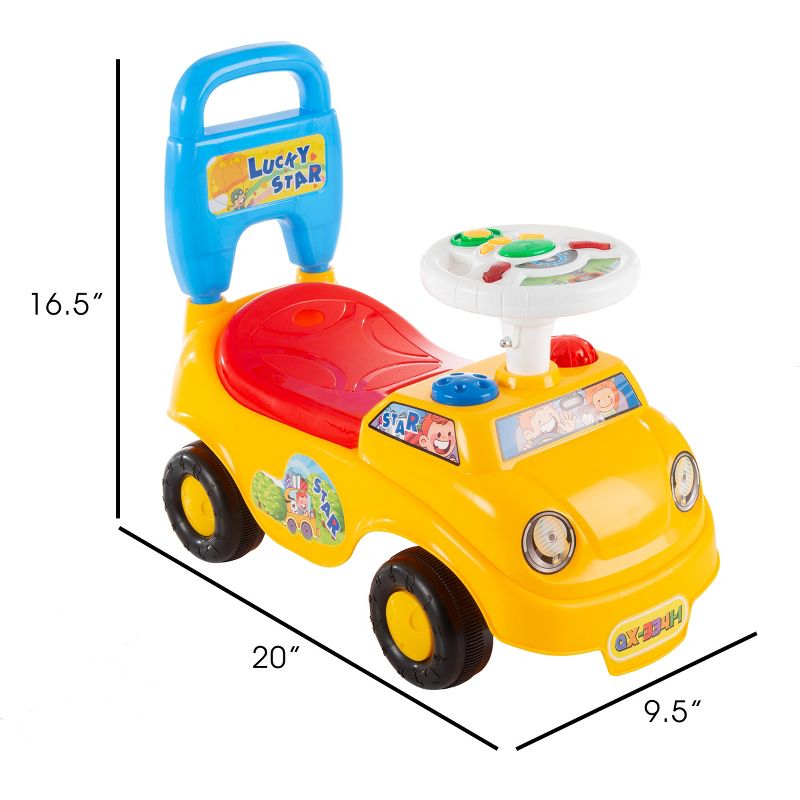 Toy Time Kids Ride-On/Push Car With Steering Wheel, Lights and Music, 3 of 7