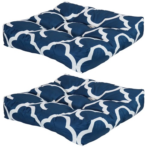 Sunnydaze Indoor Outdoor Replacement, Navy And White Chair Cushions