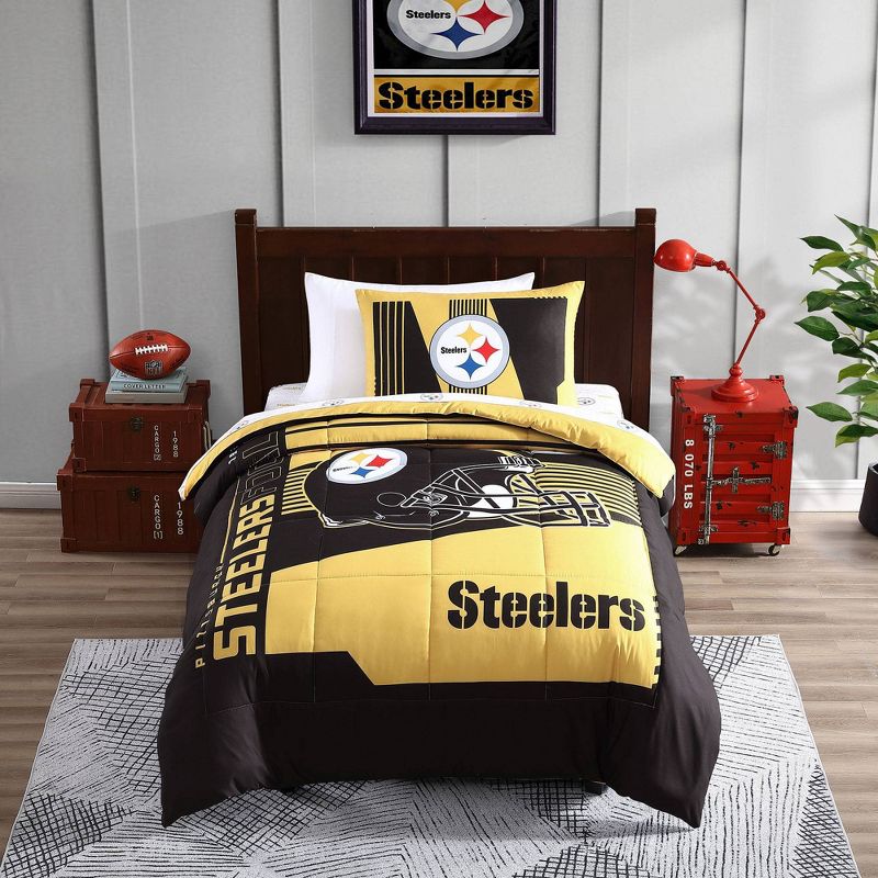 NFL Pittsburgh Steelers Status Bed In A Bag Sheet Set - Twin, 1 of 2