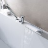 Sumerain 3 Hole Deck Mount Roman Tub Faucet with Hand Shower Brushed Nickel Waterfall Bathtub Faucet - 3 of 4