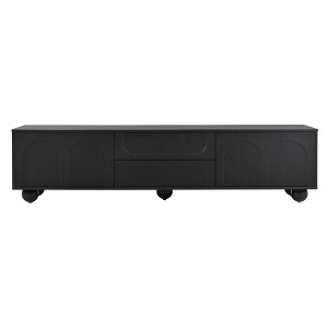 CLIHOME Minimalist TV Stand for TVs up to 75", Media Console with Rebound Device, Entertainment Center with with Arched Doors & 2 Drawers - 1 of 4