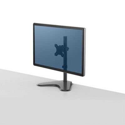 Fellowes Professional Series Single Freestanding Monitor Arm, For 32" Monitors, 11" x 15.4" x 18.3", Black, Supports 17 lb