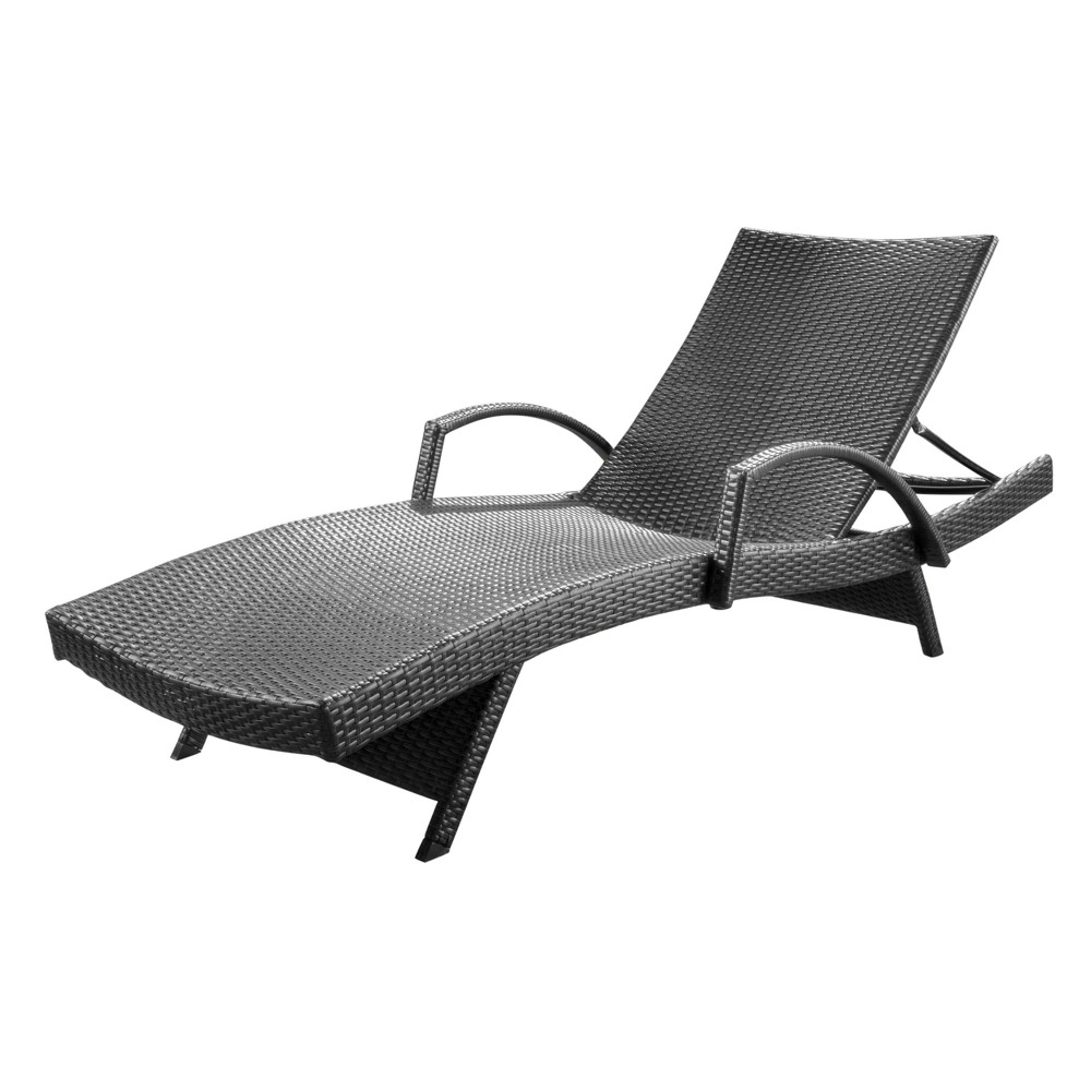 Salem Wicker Adjustable Chaise Lounge with Arms - Gray - Christopher Knight Home