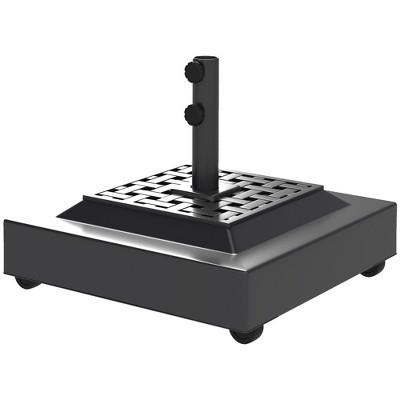 Outsunny Patio Umbrella Base Holder Outdoor Umbrella Stand with Wheels, Fillable Umbrella Base for Garden Poolside, Black