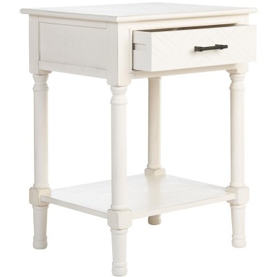Distressed White Wood Rectangular Storage Accent Table