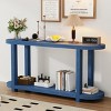 63" Entryway Table,Modern Minimalist Console Table with Ash Veneer Oval Top and Bottom Shelf for Hallway,Living Room,Foyer-Baofuwish - 2 of 4