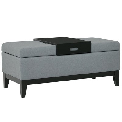 42" Rectangular Storage Ottoman Bench, Linen Fabric Coffee Table Ottoman with Removable Tray for Living Room, Entryway, or Bedroom